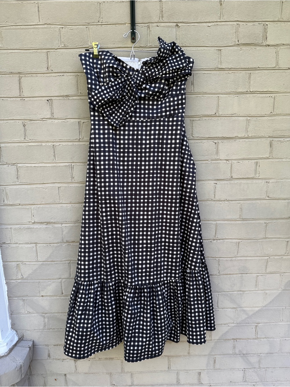 Anthropologie Hutch Strapless Black & White Gingham Midi Dress Size 10 Pockets - Picture 10 of 16